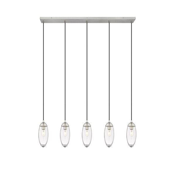 Z-Lite Arden Linear Chandelier, 5-Light, 4.75 In.W x 42 In.L x 12 In.H, Brushed Nickel/Clear 651P-5L-BN - main